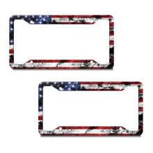 Exmeni 2 PCS Patriotique personnalise Plaque d'immatriculation Cadre de plaque d'immatriculation Aluminium Plaque d'immatriculation en aluminium