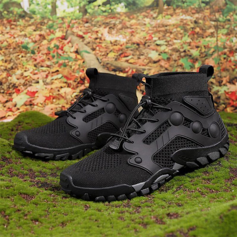 (black, Size 40) Men's High-Top Non-Slip Breathable Outdoor Hiking & River Tracing Shoes