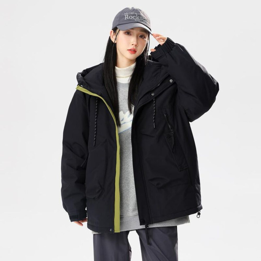 (black, XL) Men's Trendy Winter Hooded Down Jacket – Warm, Stylish, Thickened, and Hong Kong Fashion Inspired.