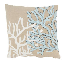 Saro Lifestyle 3655.N18SP 18 in. Coral Haven Poly Filled Throw Pillow, Natural