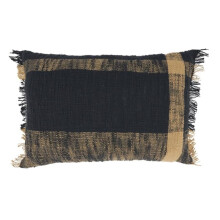 Saro Lifestyle 3125.BN1320BD 13 x 20 in. Oversized Plaid Pattern Down Filled Throw Pillow, Black & Natural