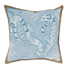 Saro Lifestyle 6565.BL20SD 20 in. Tidal Treasures Seahorse Down Filled Throw Pillow, Blue