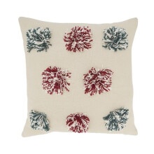 Saro Lifestyle 3508.RG18SP 18 in. Fuzzy Fun Pom Pom Poly Filled Throw Pillow, Red & Green