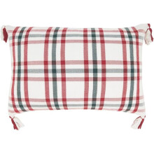 Saro Lifestyle 2402.RG1624BP 16 x 24 in. Tasseled Plaid Outdoor Poly Filled Rectangular Throw Pillow, Red & Green