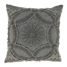 Saro Lifestyle 628.GY18SD 18 in. Embroidered Mosaic Delight Down Filled Throw Pillow, Grey