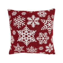 Saro Lifestyle 9230.R18SD Frosty Opulence Chenille Jacquard Snowflakes Down Filled Throw Pillow, Red