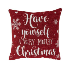 Saro Lifestyle 9233.R18SP Festive Delight Chenille Jacquard Holiday Poly Filled Throw Pillow, Red