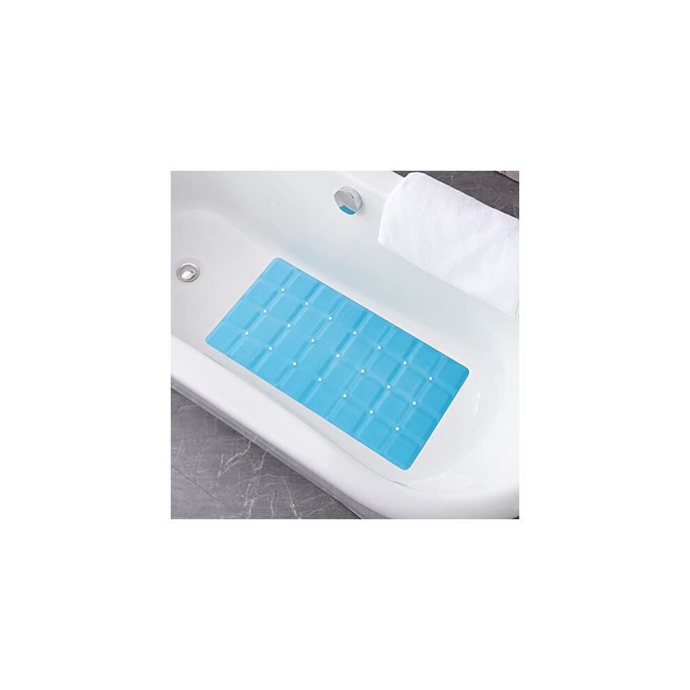 Tapis de bain pliable et antid   rapant en silicone Webos, sans ventouses, pour baignoire textur   e et    maill   e (pliable, bleu, 71 x 35 cm)