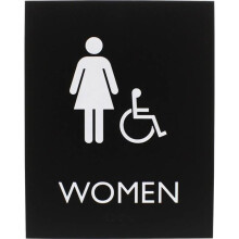 Lorell LLR02666 8.5 x 6.75 in. Women Handicap Restroom Sign - Plastic - Black