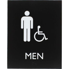 Lorell LLR02668 6.4 x 8.5 in. Men Handicap Restroom Sign - Rectangle - Plastic - Black