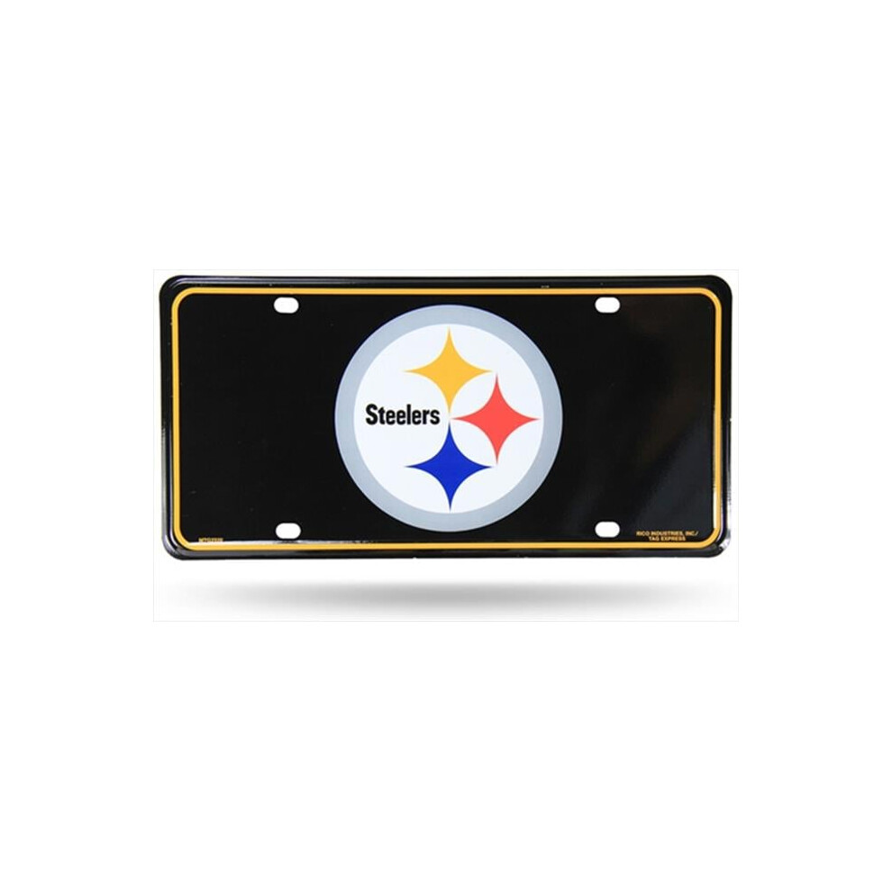 Rico Nfl Pittsburgh Steelers Metal License Plate Tag Black 094746641320