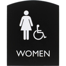Lorell LLR02675 6.8 x 8.5 in. Arched Women Handicap Restroom Sign - Rectangular Shape - Plastic - Black
