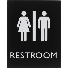 Lorell LLR02663 8.5 x 6.4 in. Unisex Restroom Sign - Rectangular Shape - Plastic - Black