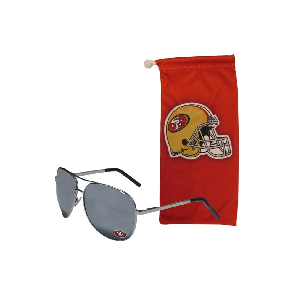 Siskiyousports Siskiyou Sports Fasg075eb San Francisco 49Ers Aviator Sunglasses & Bag Set - One Size