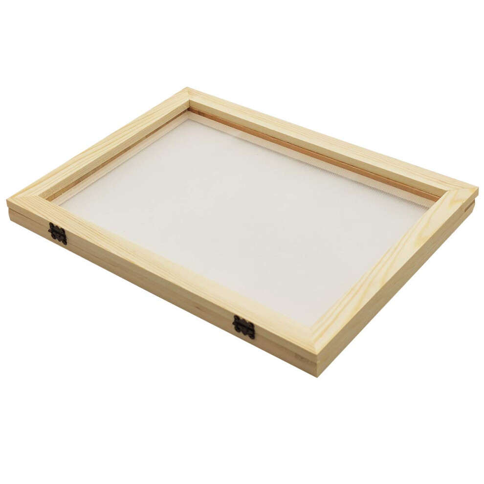 Worown    cran de fabrication de papier format A4 Moule de fabrication de papier en bois naturel 10 x 14 pouces Cadre de fabrication de papier en b