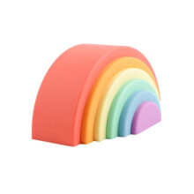 BLAUWE GINKGO siliconen stapelaar - Montessori regenboog nestpuzzel | Stapelspeelgoed voor kinderen en peuters | 6-laags regenboogpuzzel zintuiglijk