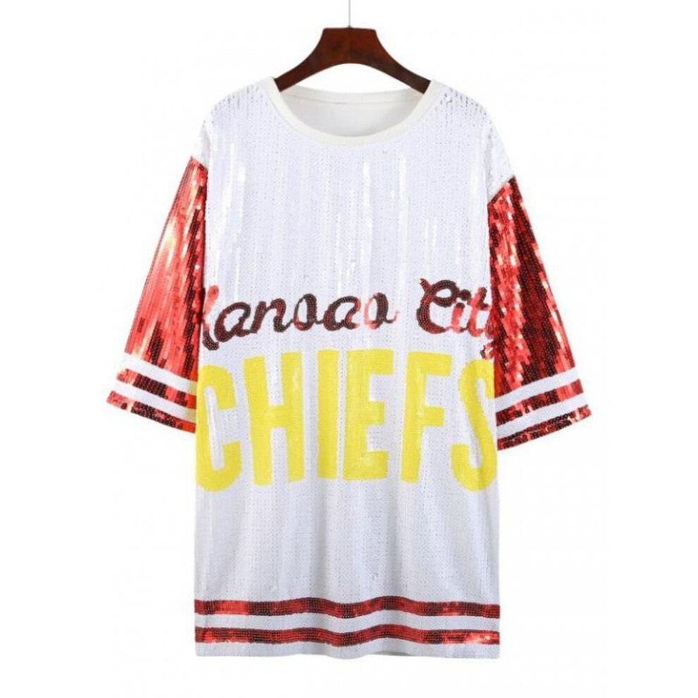 (One Size) "Sequined Rugby and Team Uniforms, Plus-Size European and American T-Shirts, Heavy-Duty Sequined Shirts