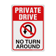 Privat k?rselsskilt No turn Around-skilt Indk?rselsskilte No turnaround 14x10 i reflekterende rustfrit aluminium Vejr-/fadebestandigt Nem monteri