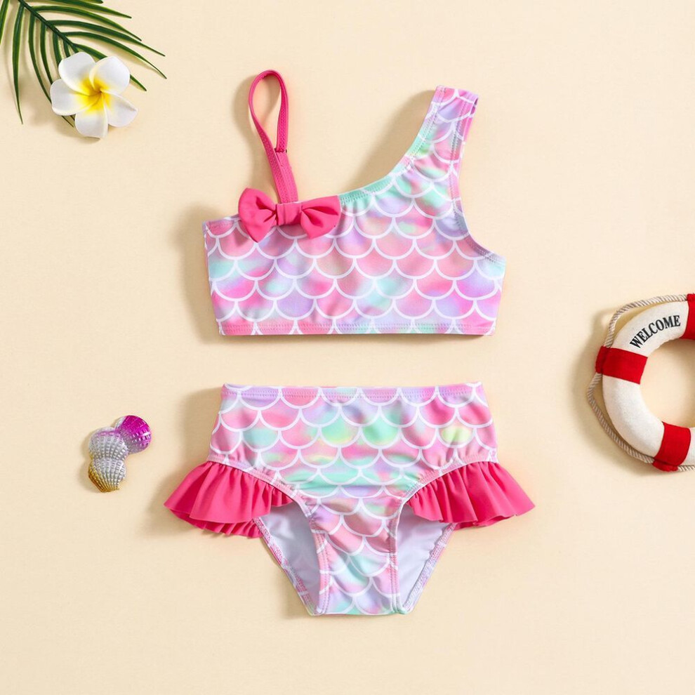 (pink, 130) "one-shoulder Bow Bikini Swimsuit For Baby Girls