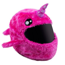 Moto Loot hjelmcover til motorcykelhjelm sjove forlystelser og gaver (kun cover. hjelm medf?lger ikke) - Pink Narwhal