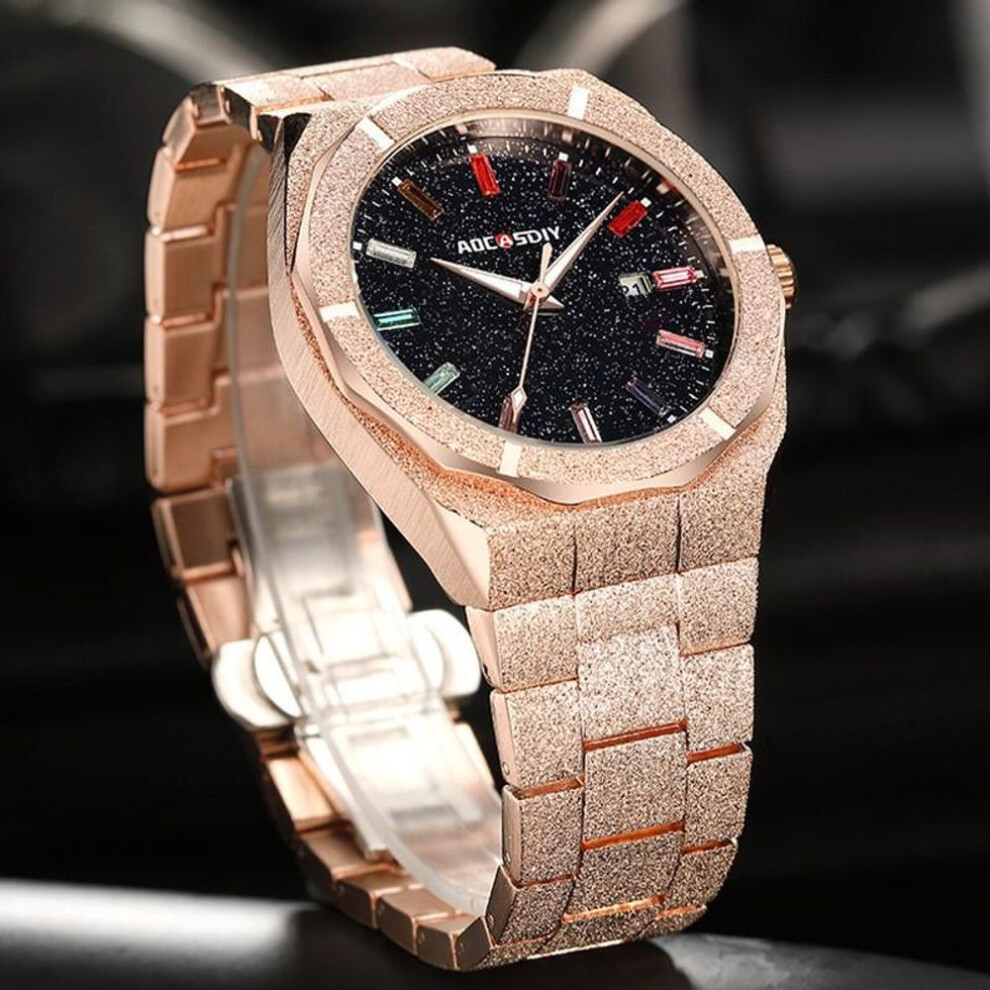 (rose gold) Aocasdiy Royal Oak Men's Luxury Luminous Waterproof Watch