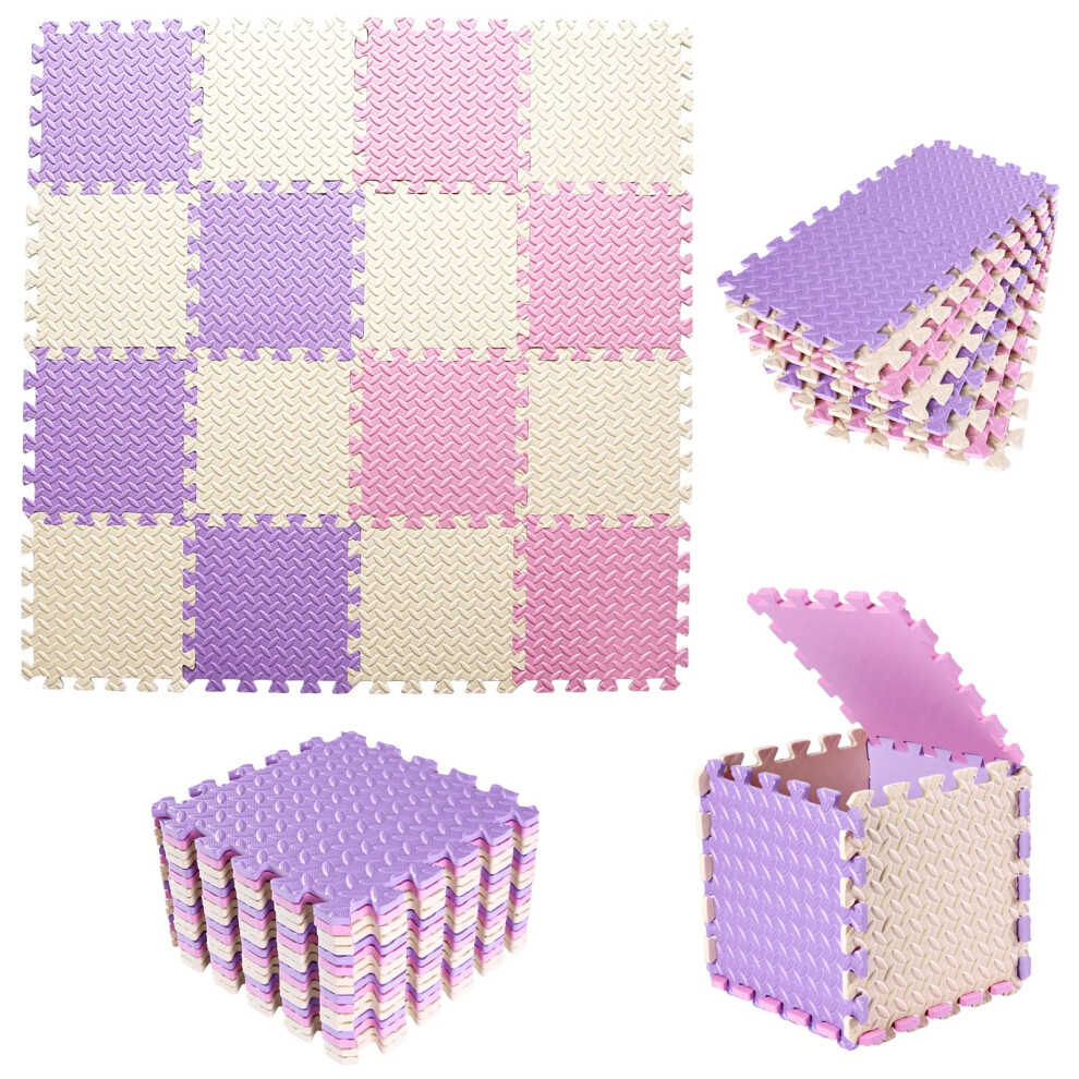 Foam Play Mat For Baby 0.4 Inch Thicked Interlocking Floor Mats With Solid Colors Soft Non-Toxic Squares Baby Play Mat Eva Foam Tamiplay