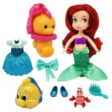 Offizielles Disney Store Ariel Animators' Collection Mini-Puppen-Spielset  Die kleine Meerjungfrau  5 Zoll | Authentic Store Spielzeugfigur | Enth