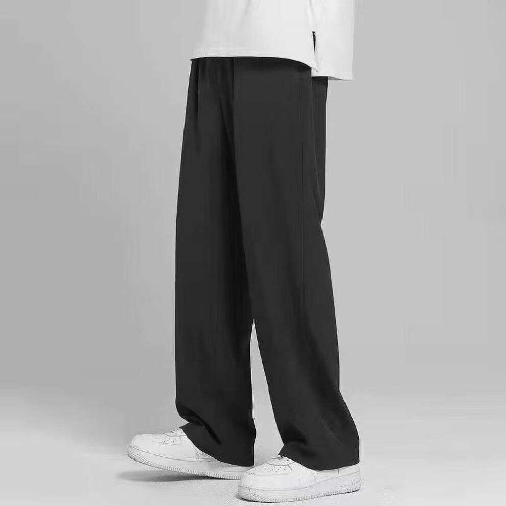 (black, L) Men's Summer Loose-fit Wide-leg Casual Sweatpants