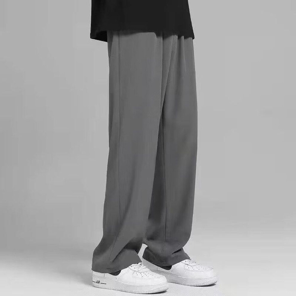 (dark gray, L) Men's Summer Loose-fit Wide-leg Casual Sweatpants