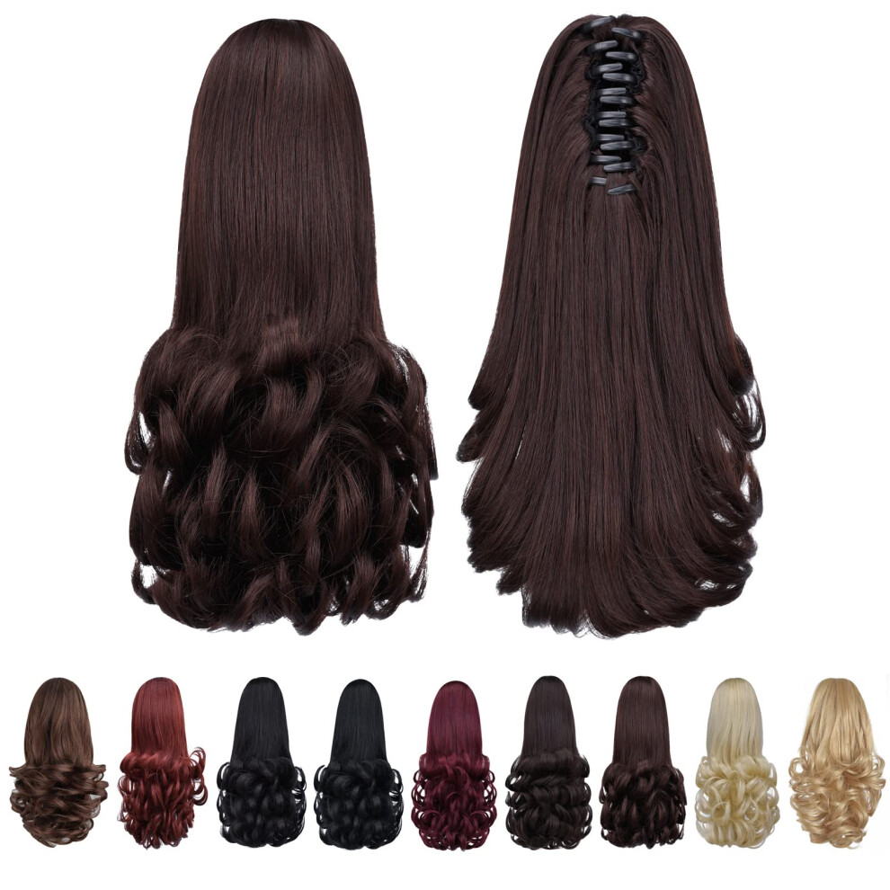 Syxlcygg Brown Ponytail Extension,Claw Clip Ponytails 12In Curly 3.8 Oz Fake Hair Extensions Hair Pieces Wig Girl Synthetic Fluffy¬ Tangled