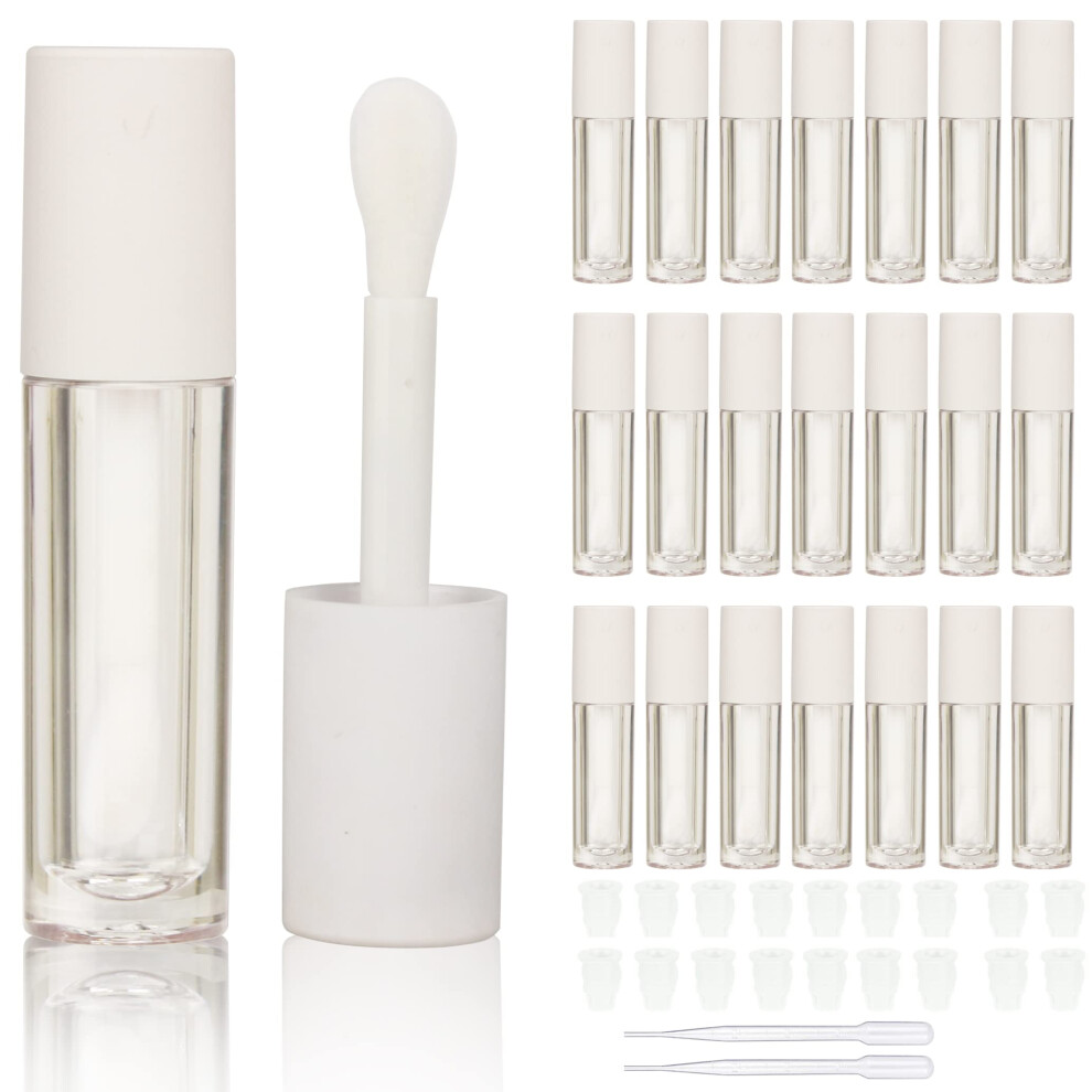 Cosidena Cosidea 24 Pcs Empty 5Ml Big Brush Lip Gloss Tube White Round Lipgloss Tubes Container With Big Doe Foot Wand