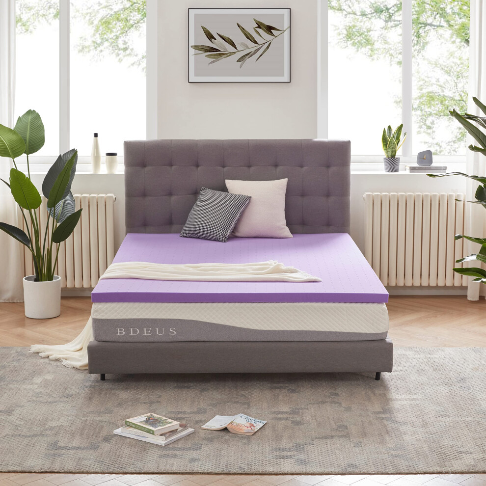 SINWEEK 2 Inch Gel Memory Foam Mattress Topper Ventilated Soft Mattres