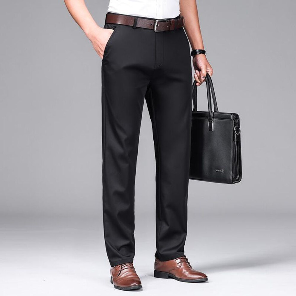(black, 40) Men's Spring Slim Straight Fit Business Trousers - Comfortable, Formal, And Casual Wear