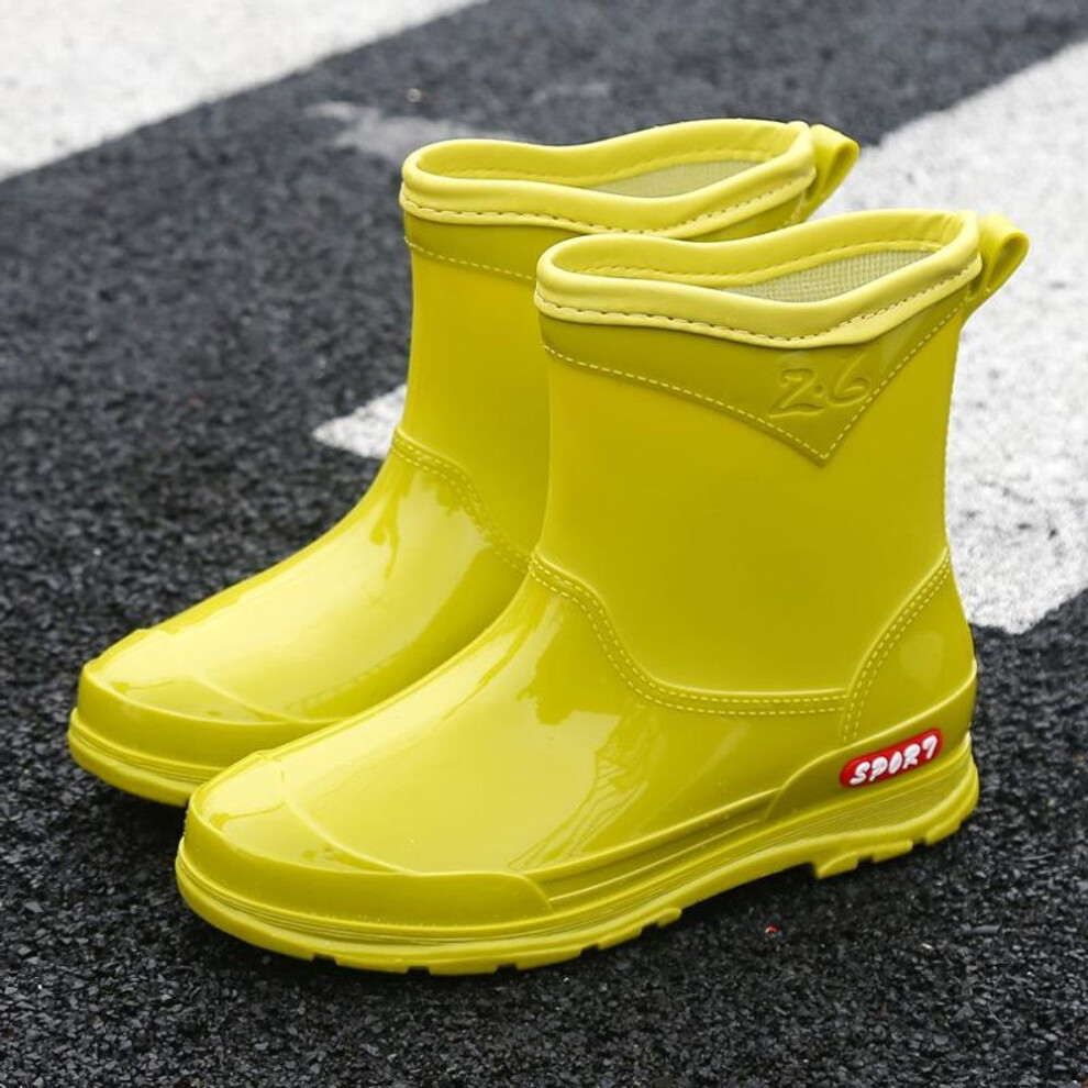 (green, 40) Women's Fashion Mid-Tube Rain Boots: Non-Slip, Outdoor, All-Season Wear-Resistant.