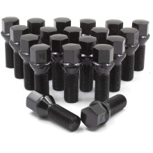 Fälgtillbehör 20 Pcs M14 x 1.5 14 x 1.5 Tråd Acorn Säte Mutter 17mm Hex 28mm Trådlängd Svart Passar BMW 2002-08 7 Serie (E65)(E66)
