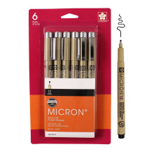 SAKURA Pigma Micron Fineliner Pennen - Archival Zwart Inkt - Voor Schrijven, Tekenen of Journaling - 12 Puntgrootte - 6 Pack