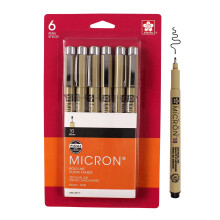 SAKURA Pigma Micron Fineliner Pennen - Archival Zwart Inkt - Voor Schrijven, Tekenen, Journalen - 10 Punt - 6 Pack