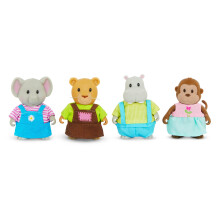 Lil Woodzeez  Friendz Club Jungle Set  Elefant Affe Lwe Nilpferd  Set mit 4 beweglichen Sammelpuppenfiguren  Rollenspiel-Geschenkspielzeug fr K