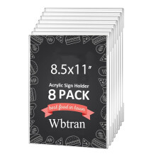 WBTRAN 8.5x11 inch suport pentru montare perete acrilica cu banda de 3 m banda adeziva cadru acrilic pentru restaurant pentru magazinele de birou
