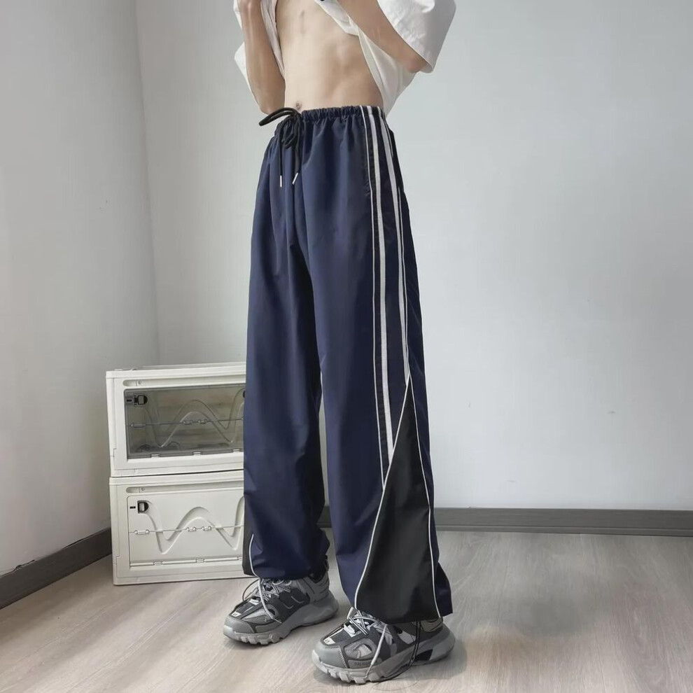 (blue, XL) "2023 Unisex Retro Side Stripe Sports Pants - Trendy Loose-Fit Casual