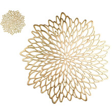 Snowkingdom 18 gouden metallic ronde placemats en onderzetters, 36 stuks, bijpassende bulk rond geperst vinyl blad, eetkamer keuken placemats decorat
