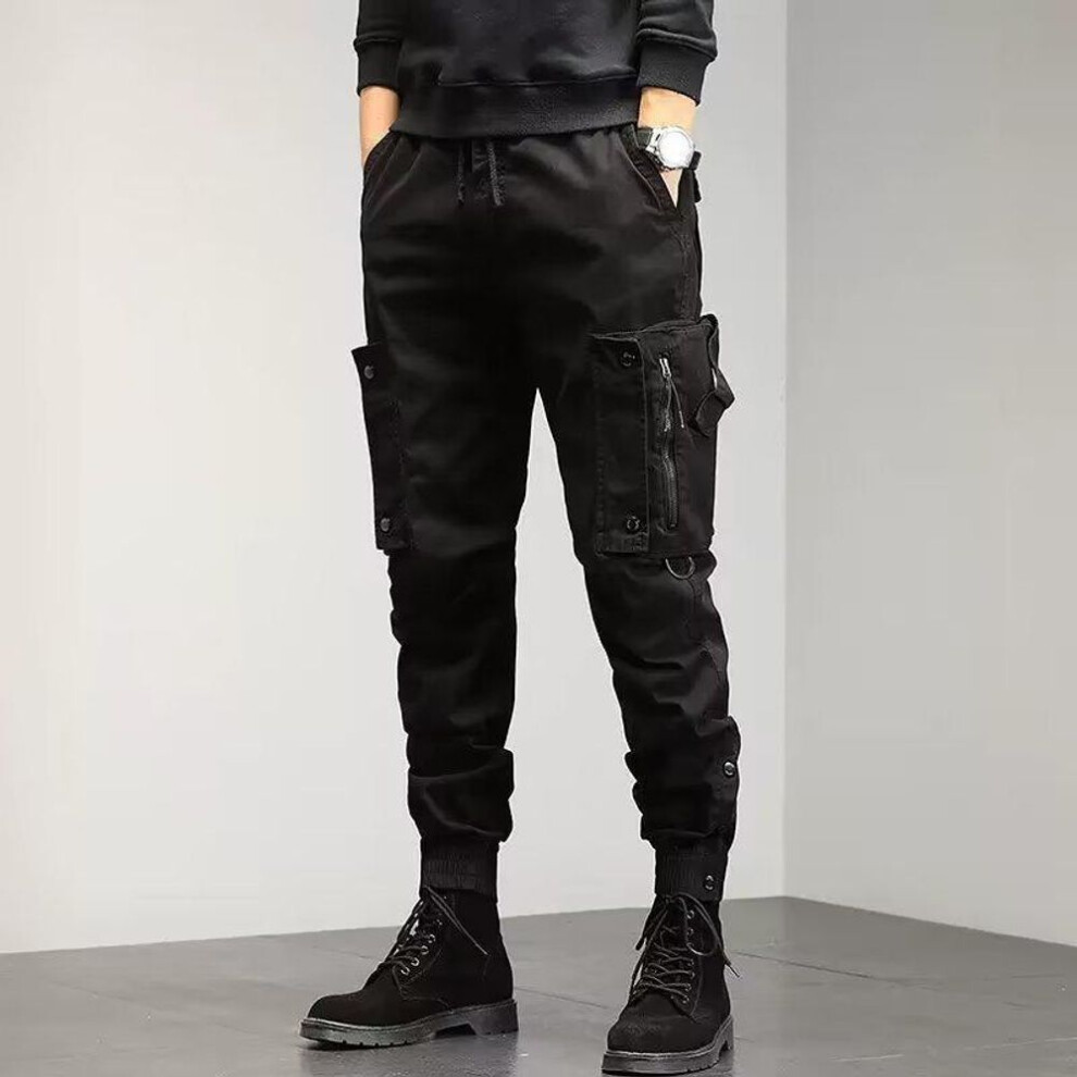 (black, 4XL) Men's American Retro High Street Wide-leg Overalls - 2022 Fashion Trend