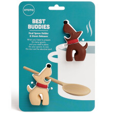 OTOTO Best Buddies Dog Kitchen Spoon Holder 2 Pack - Cooking Spoon Rest for Kitchen Counter - Spatula Ladle Holder Kitchen Utensil Holder - Heat Re