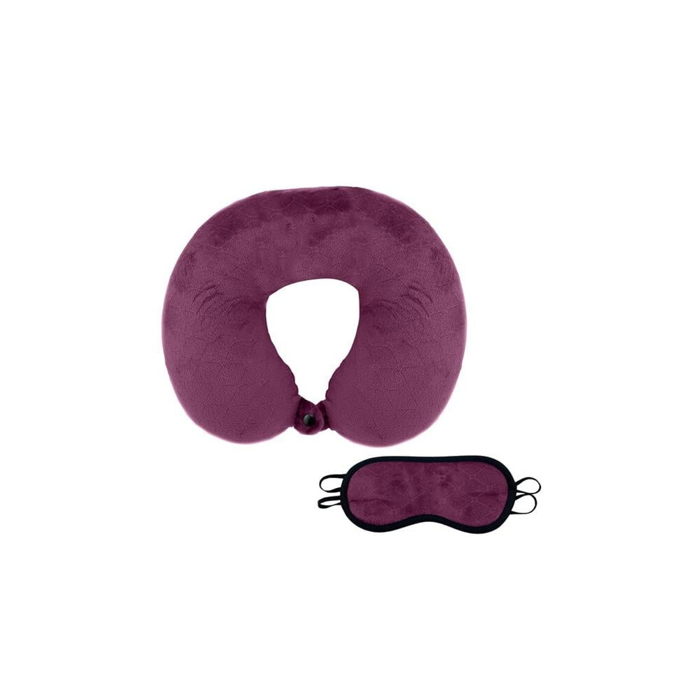 Pursonic Unisex Purple Np205pu Memory Foam Travel Pillow With Sleep Mask