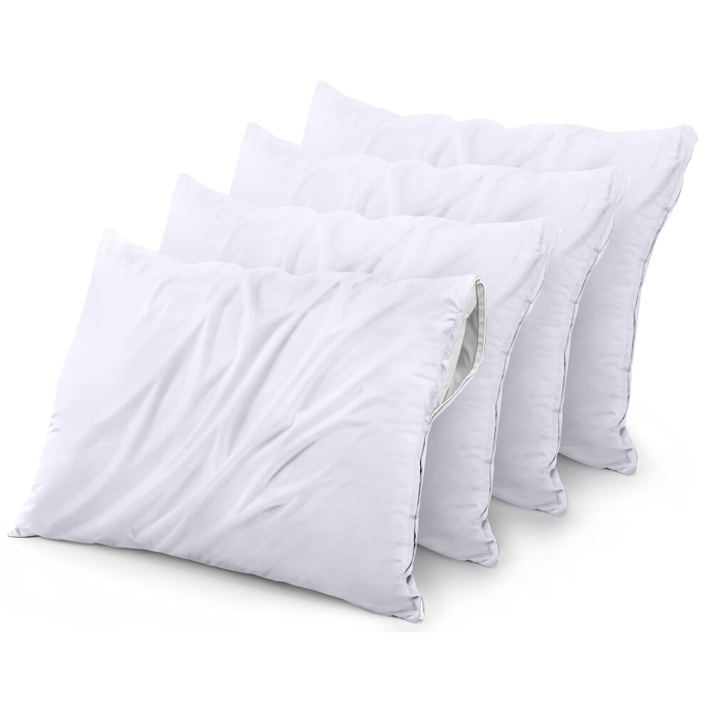 Prot   ge-oreillers imperm   ables Utopia Bedding avec fermeture    clair (lot de 4, blanc), taies d'oreiller anti-punaises de lit de taille standard,