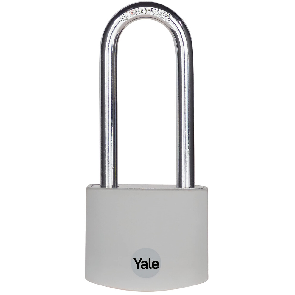 Yale 2.2 Inch Long Shackle Covered Aluminum Lock with 3 keyed Alike Keys for School Gym Locker, Fence, Gate, Toolbox, Case, Hasp Storage (Grey)