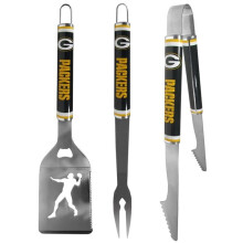 Siskiyou Sports F3LS115 Unisex NFL Green Bay Packers 3 Piece Steel BBQ Tool Set - One Size