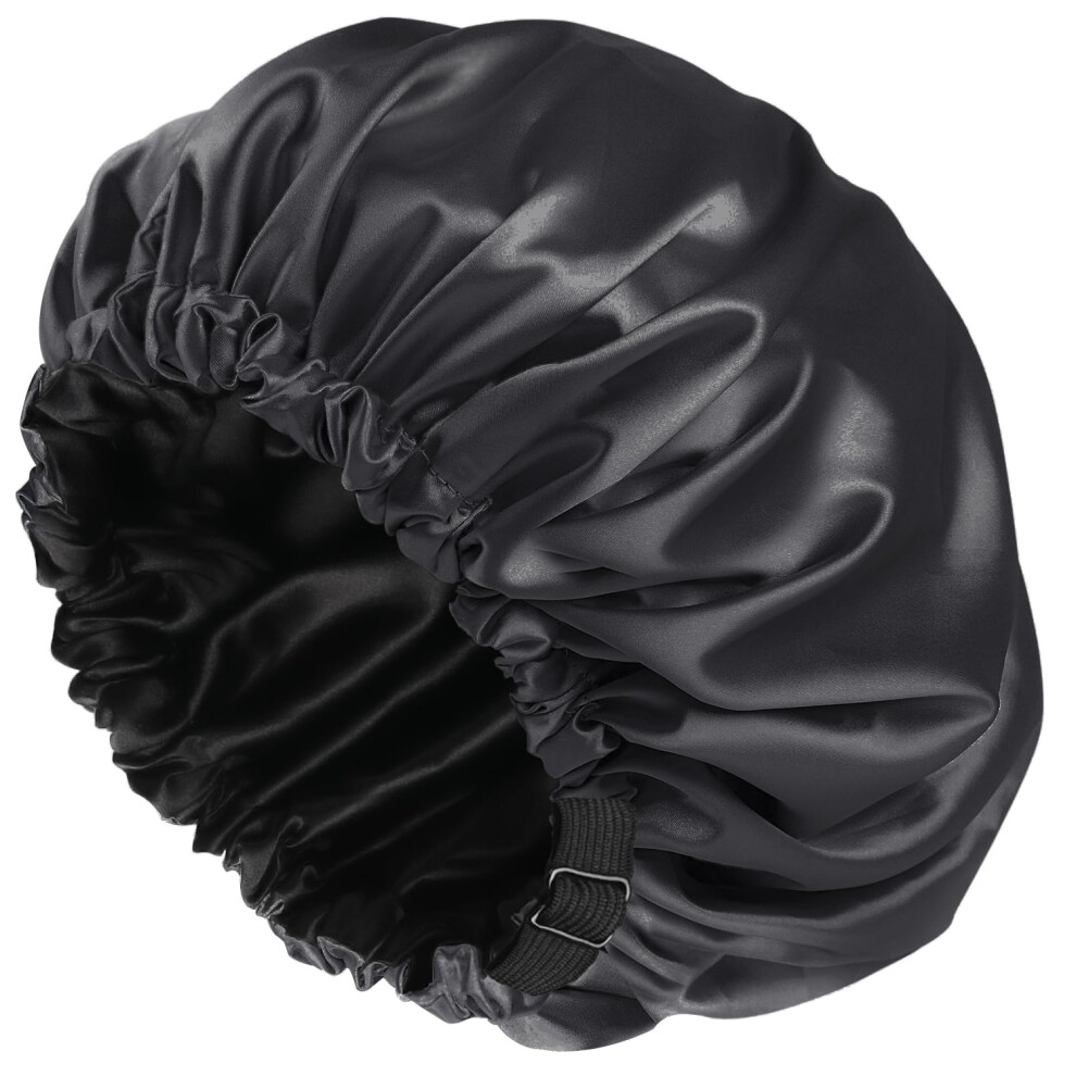 Amamba Shower Caps Silk Lined Shower Cap For Women Reusable Adjustabl