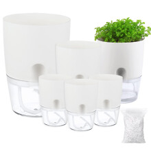 Zelfwatergevende potten voor kamerplanten 6 stuks 3,2/4/6 inch zelfwatergevende plantenbakken Plantenpotten met decoratieve stenen Bloempot Plantenpo