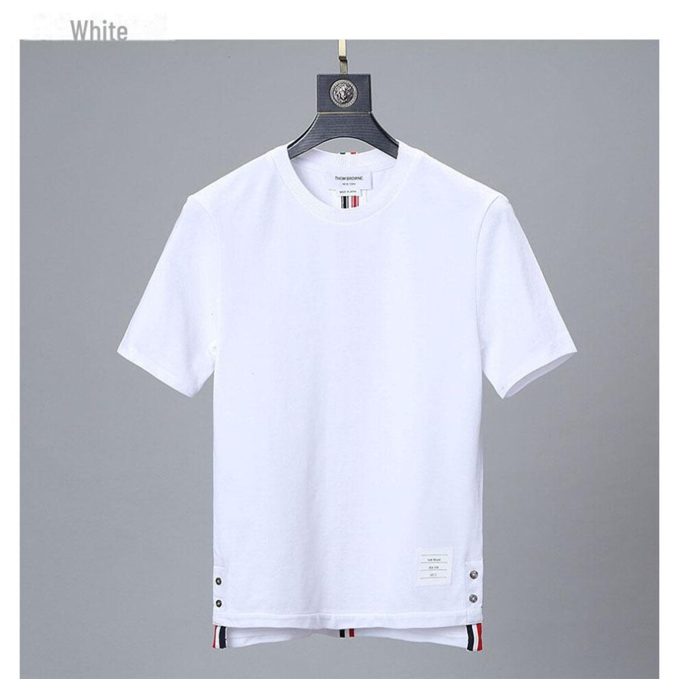 (white, Medium) "browin Unisex Red, White, And Blue Striped Short-sleeve T-shirt - Couple Style